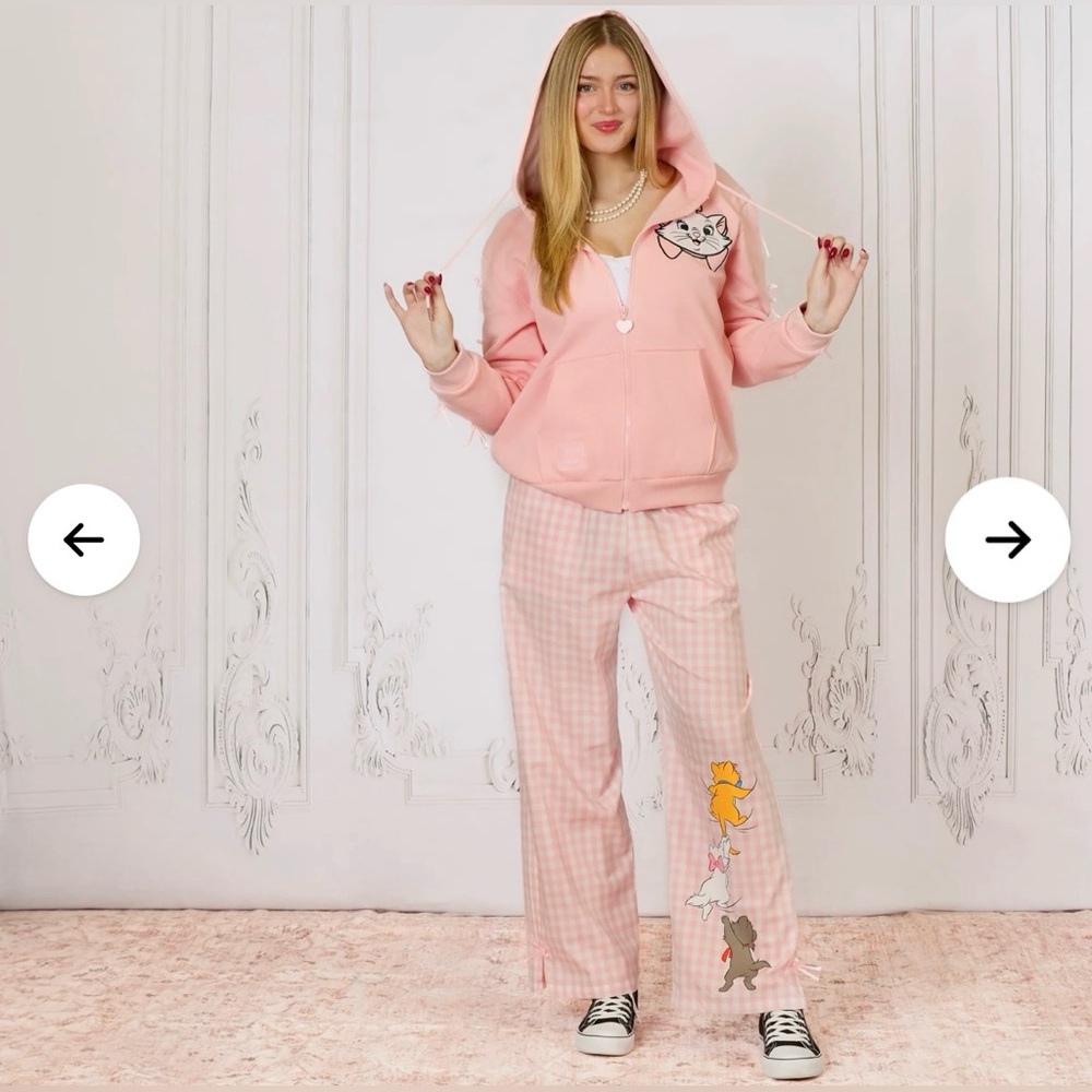 BNWT Cakeworthy Disney Artistocats Pink Gingham Elastic Waist Lounge Pant - Picture 5 of 14
